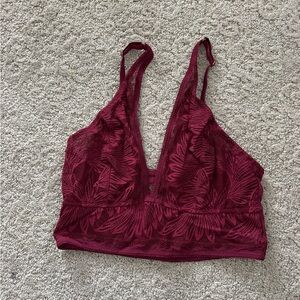 Layered with Lace Elegant Lace Bralette in Rich Burgundy -Size Large
